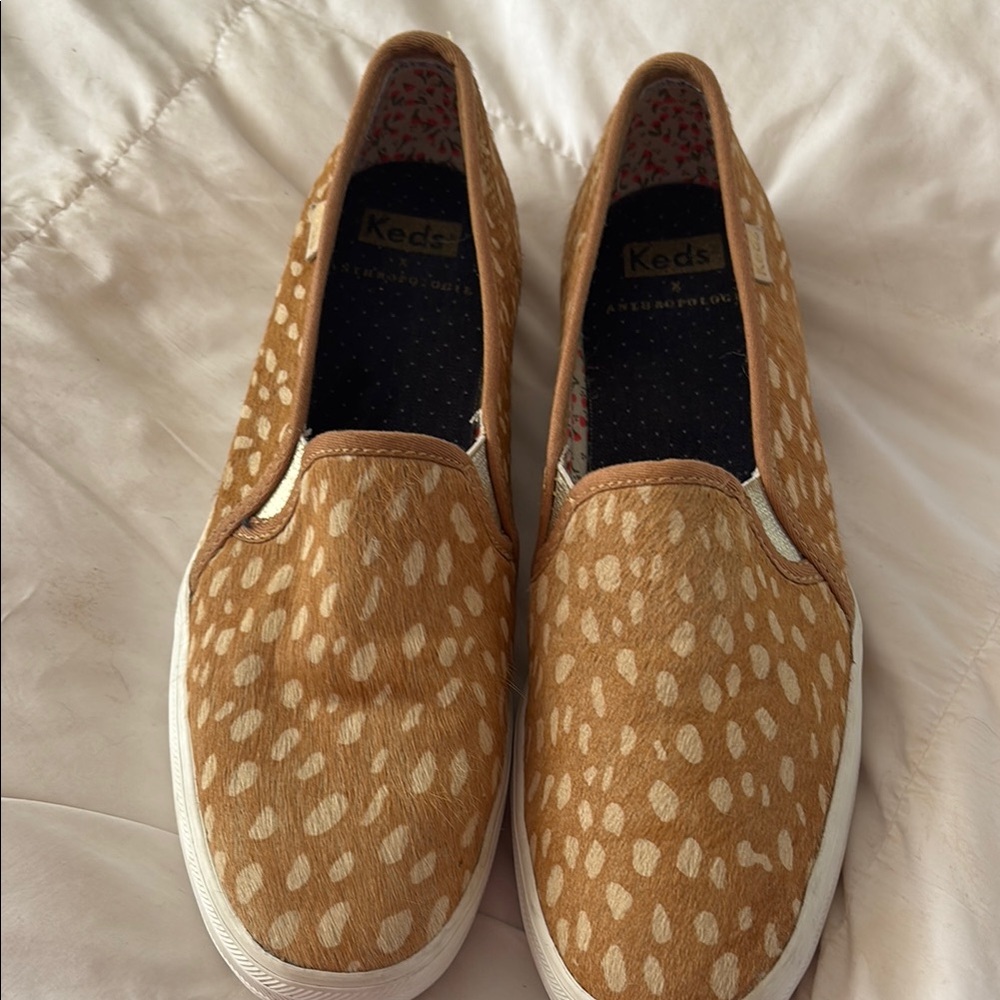 Keds Tan and Cream Slip-On Loafers cowhide